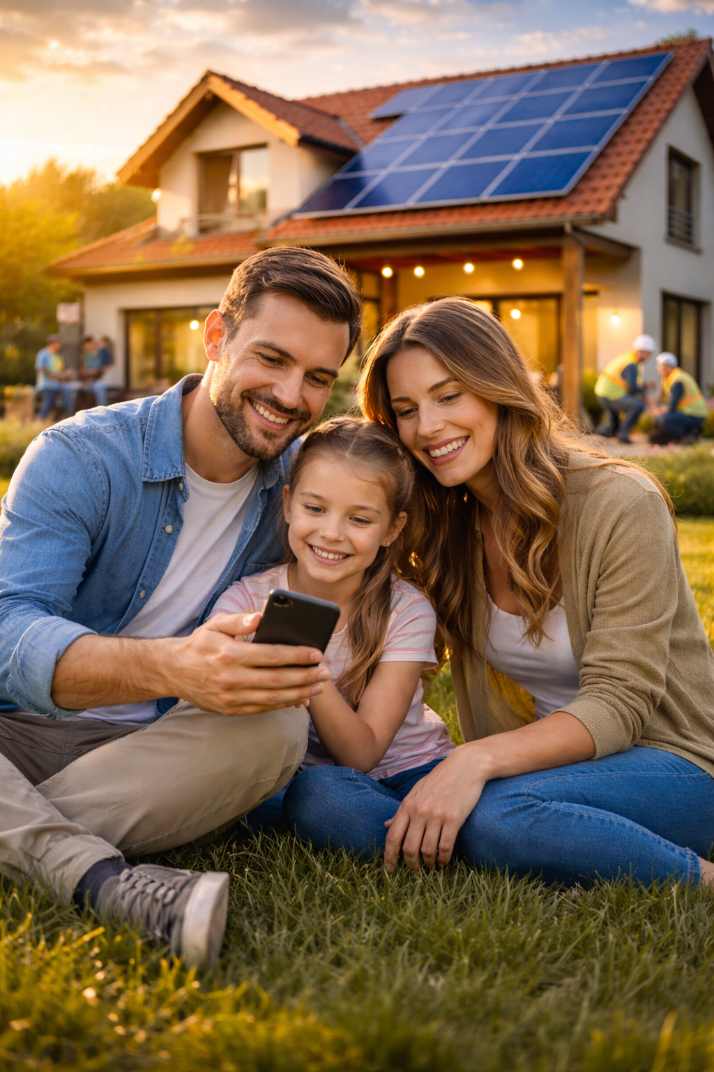 Casa residencial com painéis solares instalados no telhado